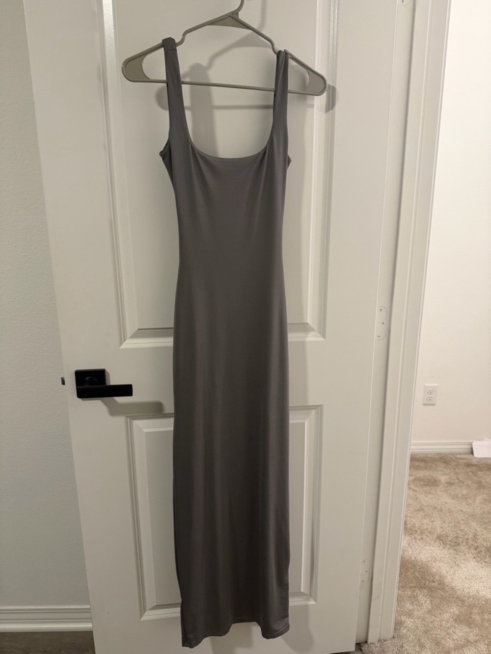 Women's Grey Scoop Neck Maxi Dress